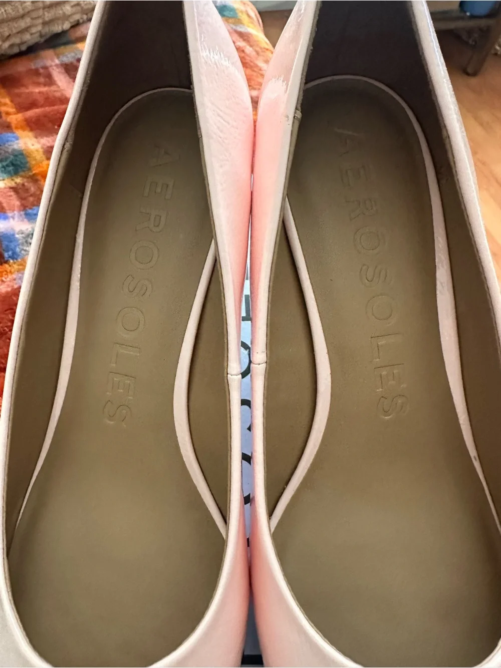 AEROSOLES Light Pink Patent Block Heel Pumps